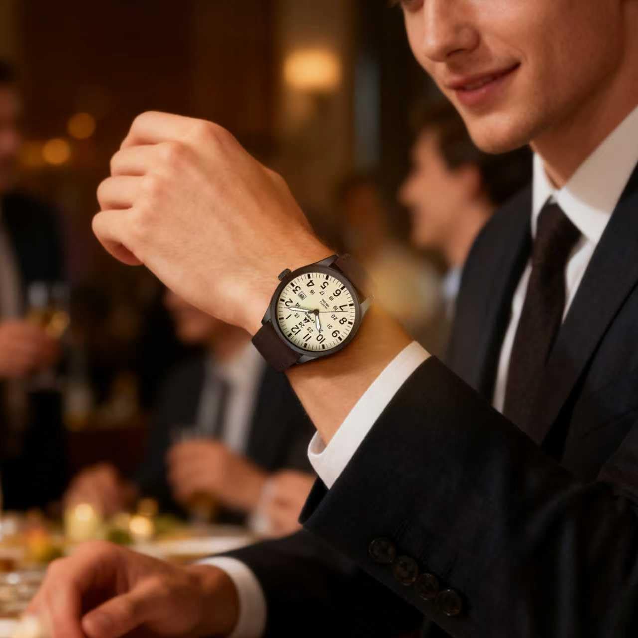 엘엔 렌친 남성용 38mm 스테인리스 쿼츠 시계 확장 밴드 | LN LENQIN Men’s Analog Watch