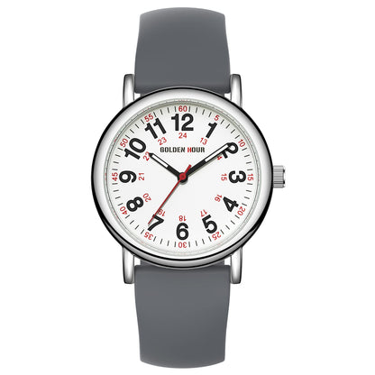 GOLDEN HOUR 방수 간호사 시계 24시간 밀리터리 타임 레드 초침