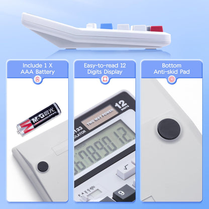 M&G 12자리 데스크 계산기 대형 LCD 듀얼 전원 블랙