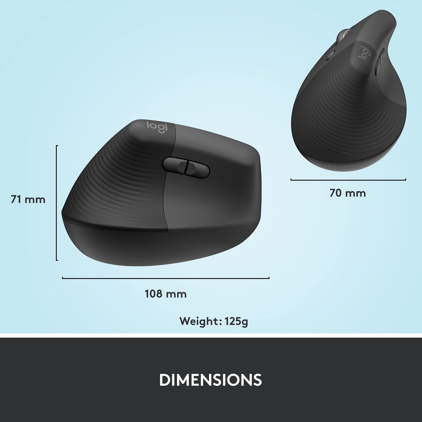 로지텍 리프트 버티컬 인체공학 무선 마우스 그래파이트 | Logitech Lift Vertical Ergonomic Mouse Graphite
