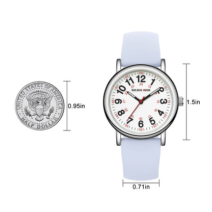 GOLDEN HOUR 방수 간호사 시계 24시간 밀리터리 타임 레드 초침