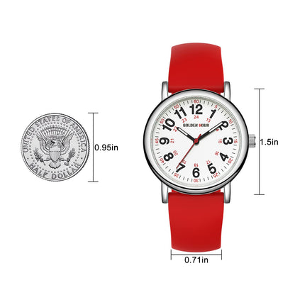 GOLDEN HOUR 방수 간호사 시계 24시간 밀리터리 타임 레드 초침