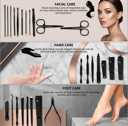 밍킨 26종 네일케어 세트 스테인리스 전문가용 가죽 케이스 브라운 | MINKINH 26pcs Manicure Pedicure Set Brown