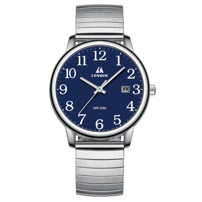 엘엔 렌친 남성용 38mm 스테인리스 쿼츠 시계 확장 밴드 | LN LENQIN Men’s Analog Watch