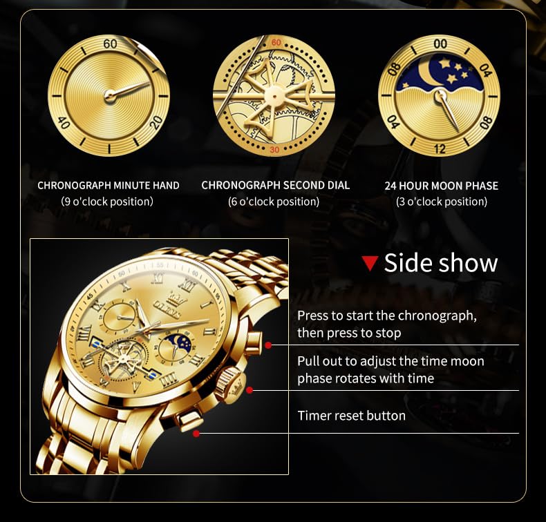 OLEVS Men's Big Face Luxury Quartz Watch 41mm Stainless Steel | Waterproof Luminous