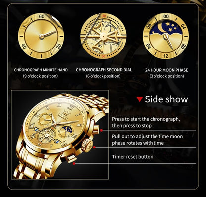 OLEVS Men's Big Face Luxury Quartz Watch 41mm Stainless Steel | Waterproof Luminous