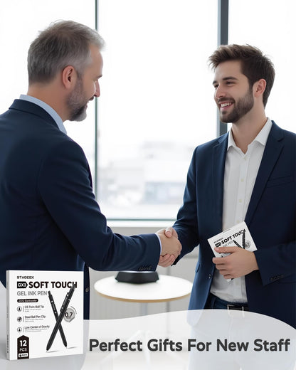 STAGEEK Black Gel Pen Set Fine Point Smooth Writing Pens 6 + 3 Refills 