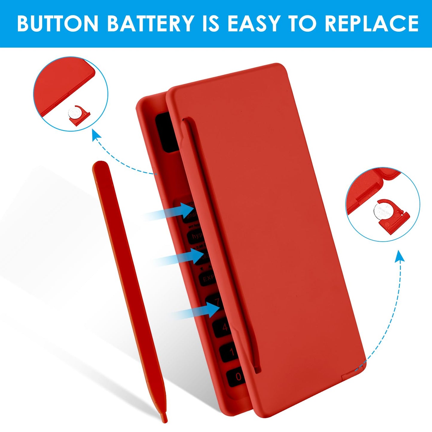 iPepul 레드 공학용 계산기 노트패드 일체형 10자리 대형 화면