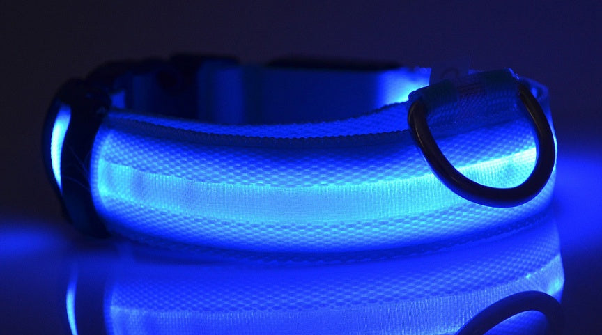 LED Pet Dog Collar Nylon Luminous Night Safety Flashing Adjustable Collar