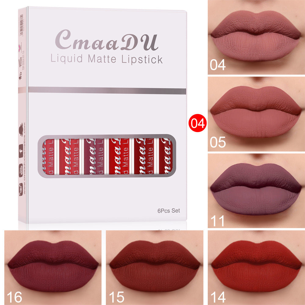 6PCS Matte Lip Gloss Set Waterproof Long Lasting Non-Stick Lipstick