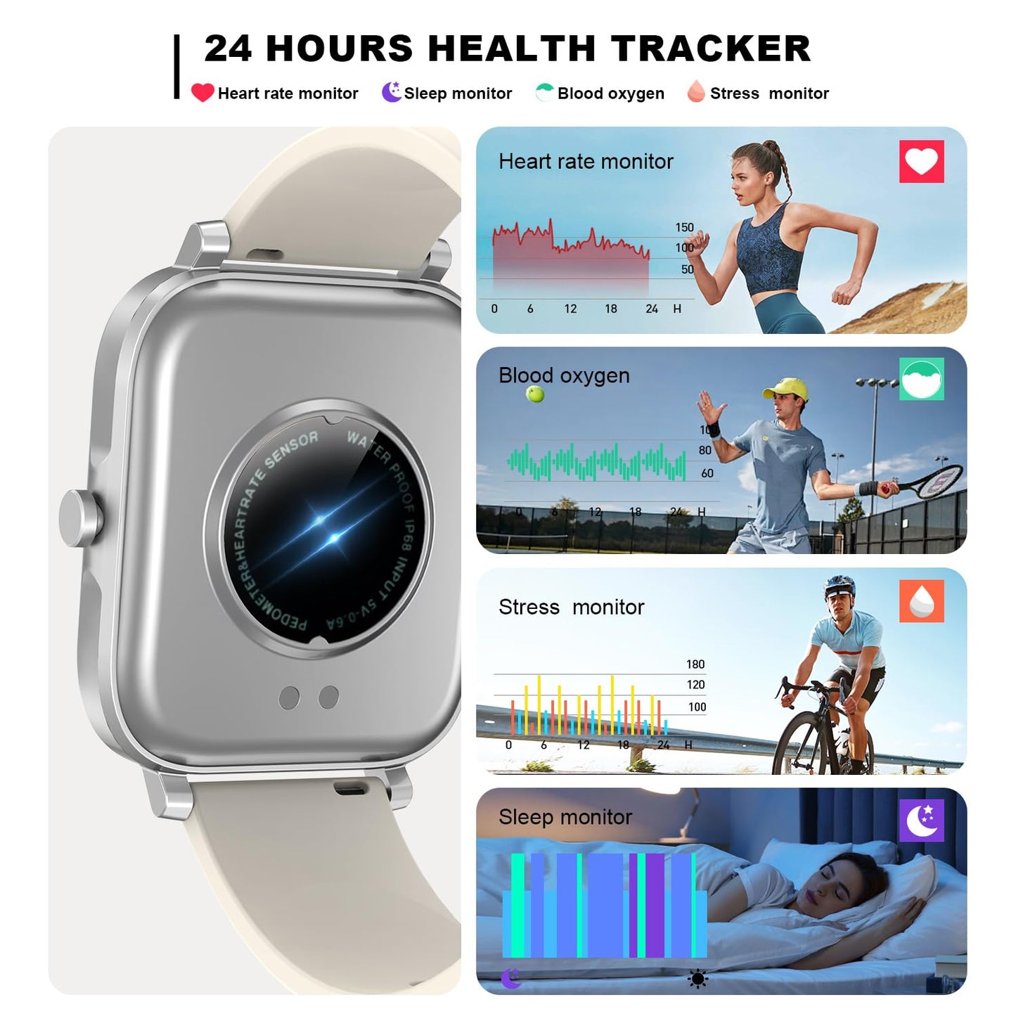 토르잘프 1.83인치 블루투스 스마트워치 IP68 블랙 | Torjalph Fitness Smart Watch