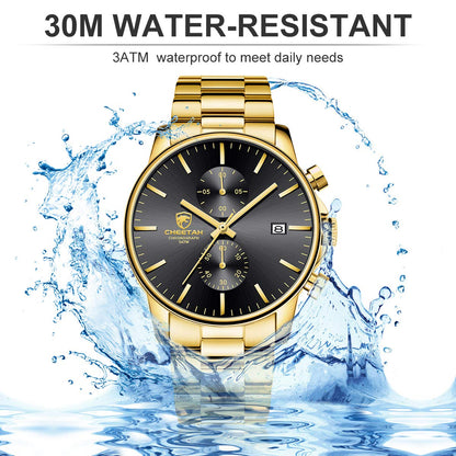 골든 아워 남성용 크로노그래프 스테인리스 쿼츠 시계 42mm | GOLDEN HOUR Business Watch