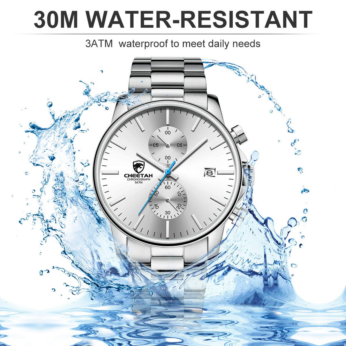 골든 아워 남성용 크로노그래프 스테인리스 쿼츠 시계 42mm | GOLDEN HOUR Business Watch