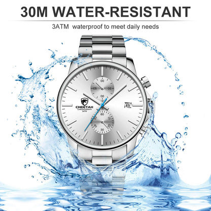 골든 아워 남성용 크로노그래프 스테인리스 쿼츠 시계 42mm | GOLDEN HOUR Business Watch