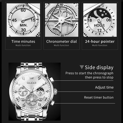 OLEVS Men's Big Face Luxury Quartz Watch 41mm Stainless Steel | Waterproof Luminous