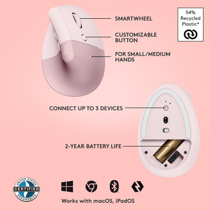 로지텍 리프트 버티컬 인체공학 무선 마우스 그래파이트 | Logitech Lift Vertical Ergonomic Mouse Graphite