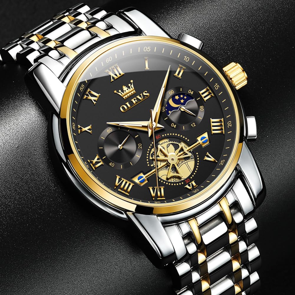 OLEVS Men's Big Face Luxury Quartz Watch 41mm Stainless Steel | Waterproof Luminous