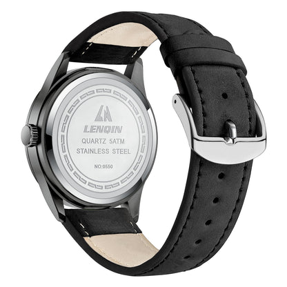 엘엔 렌친 남성용 38mm 스테인리스 쿼츠 시계 확장 밴드 | LN LENQIN Men’s Analog Watch