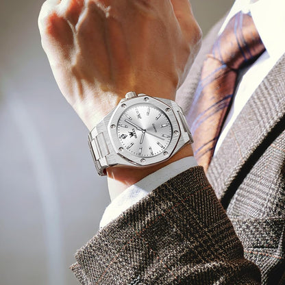 OLEVS Men's Octagon Luxury Dress Watch 42mm Stainless Steel | Quartz Analog