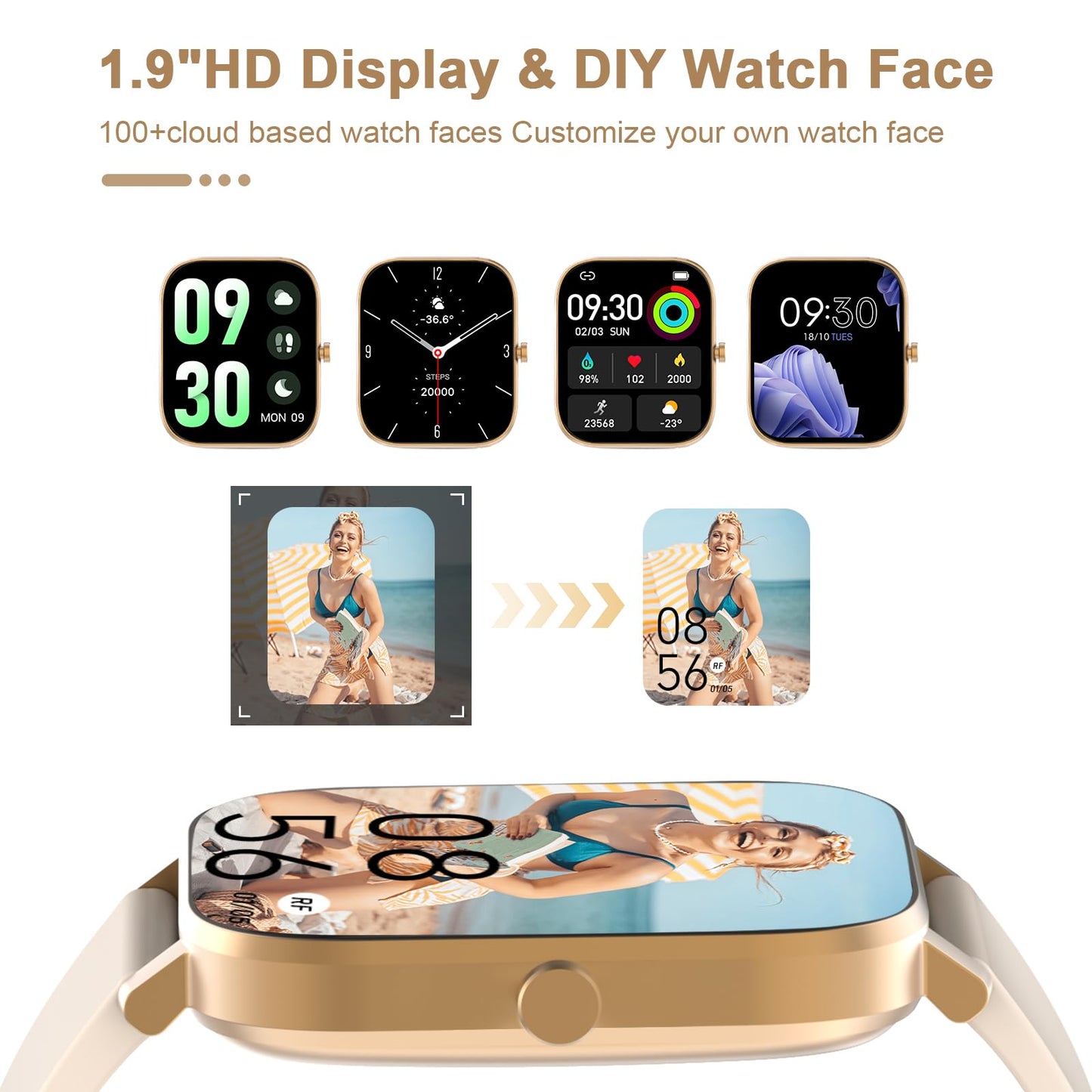 토르잘프 1.83인치 블루투스 스마트워치 IP68 블랙 | Torjalph Fitness Smart Watch