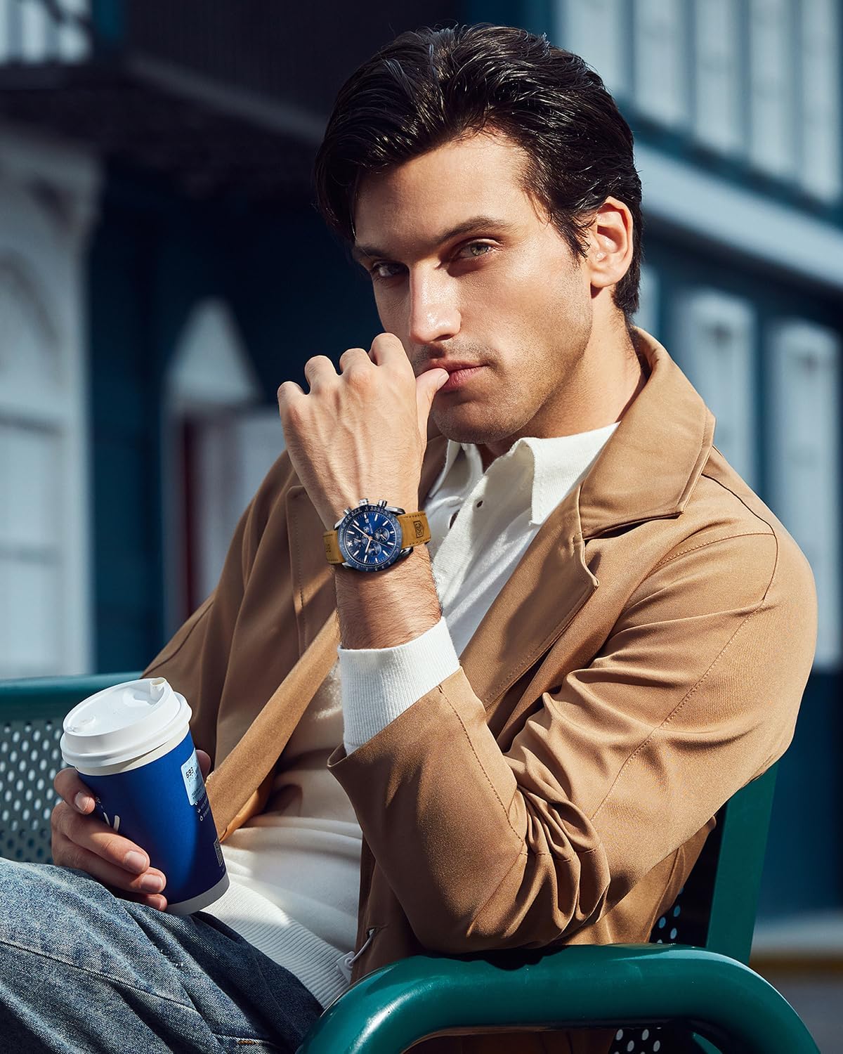 BY BENYAR Men's 45mm Chronograph Quartz Watch | Silicone Strap, Water Resistant