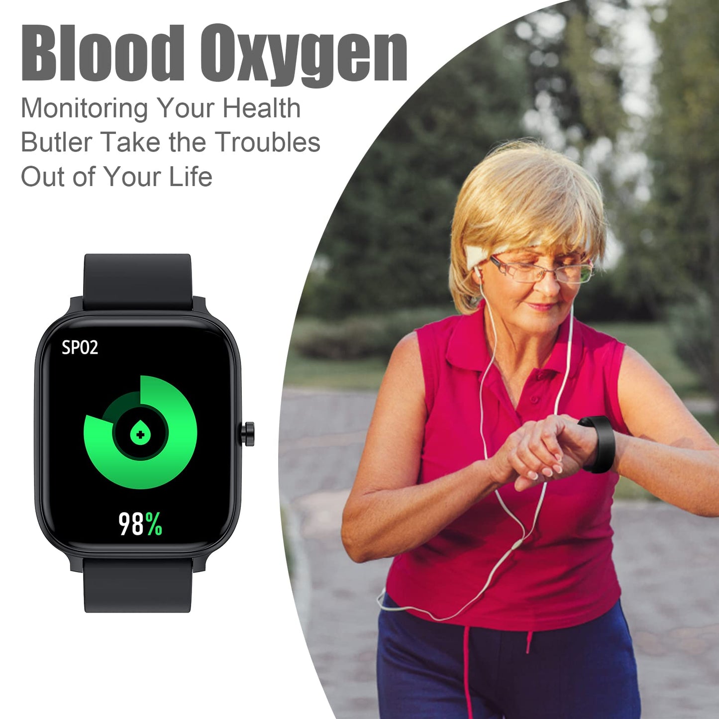 토르잘프 1.83인치 블루투스 스마트워치 IP68 블랙 | Torjalph Fitness Smart Watch