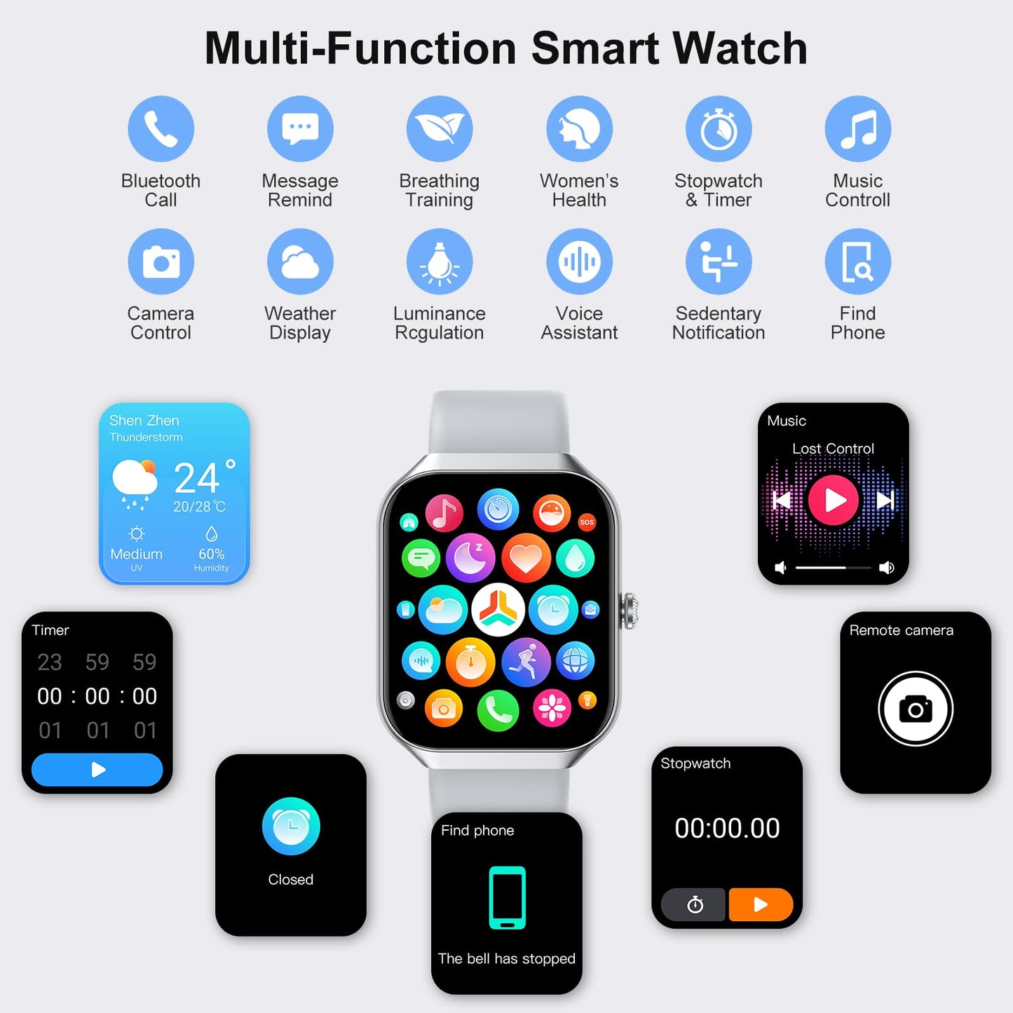 Soudorv T70-2026 1.91-inch Smartwatch Black Bluetooth Call IP68 Smart Watch 2026 NEW 1.91" Smartwatch for Men Women 