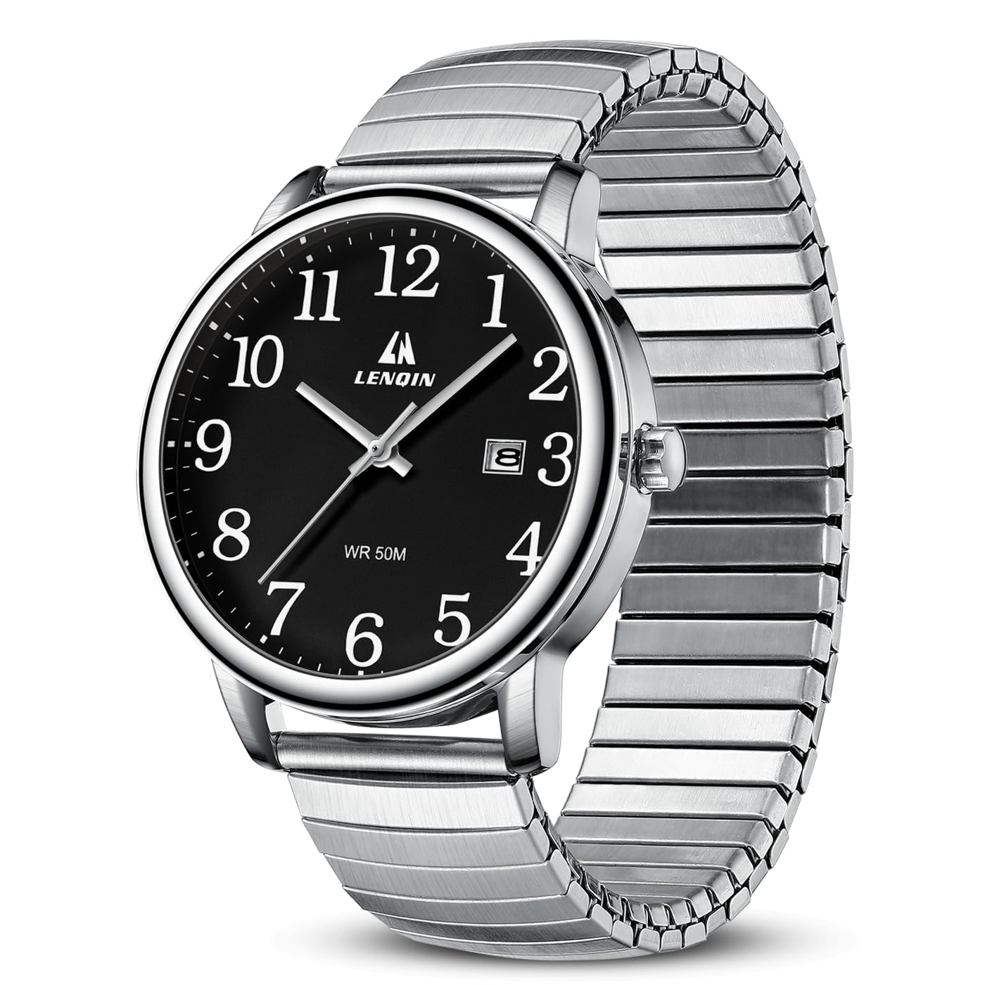 엘엔 렌친 남성용 38mm 스테인리스 쿼츠 시계 확장 밴드 | LN LENQIN Men’s Analog Watch