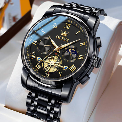 OLEVS Men's Big Face Luxury Quartz Watch 41mm Stainless Steel | Waterproof Luminous
