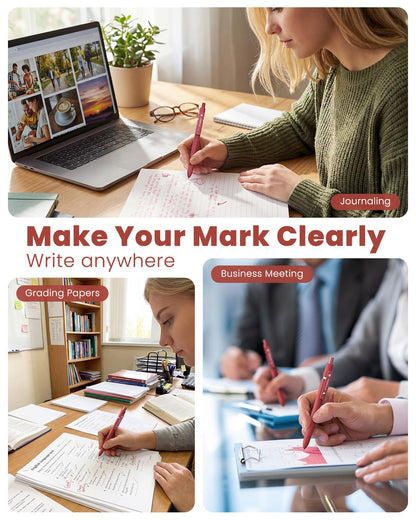 STAGEEK Black Gel Pen Set Fine Point Smooth Writing Pens 6 + 3 Refills 