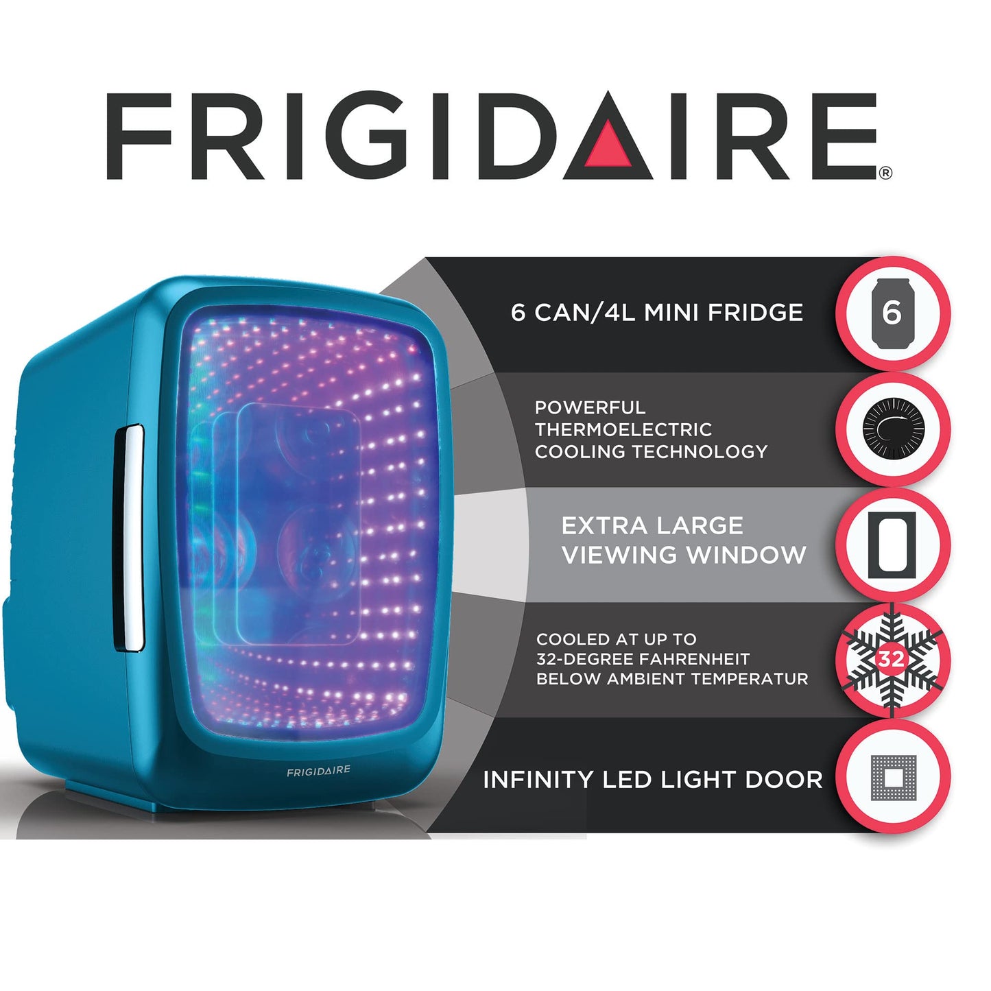프리지데어 게이밍 LED 미니 음료 냉장고 6캔 4L 스텔스 | Frigidaire Gaming Light Up Mini Beverage Refrigerator
