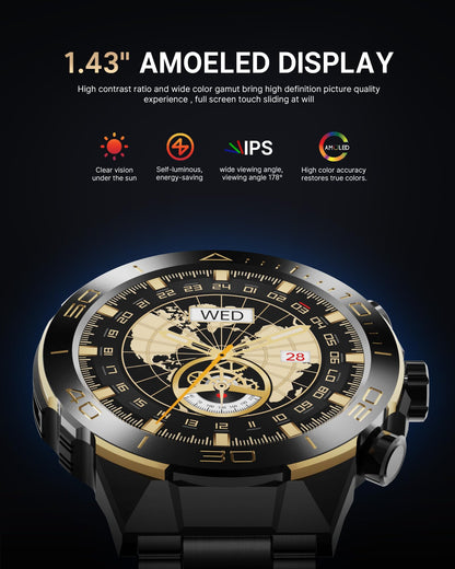 소위에 SM-7 밀리터리 러기드 스마트워치 1.43" AMOLED | SOUYIE Rugged Smart Watch