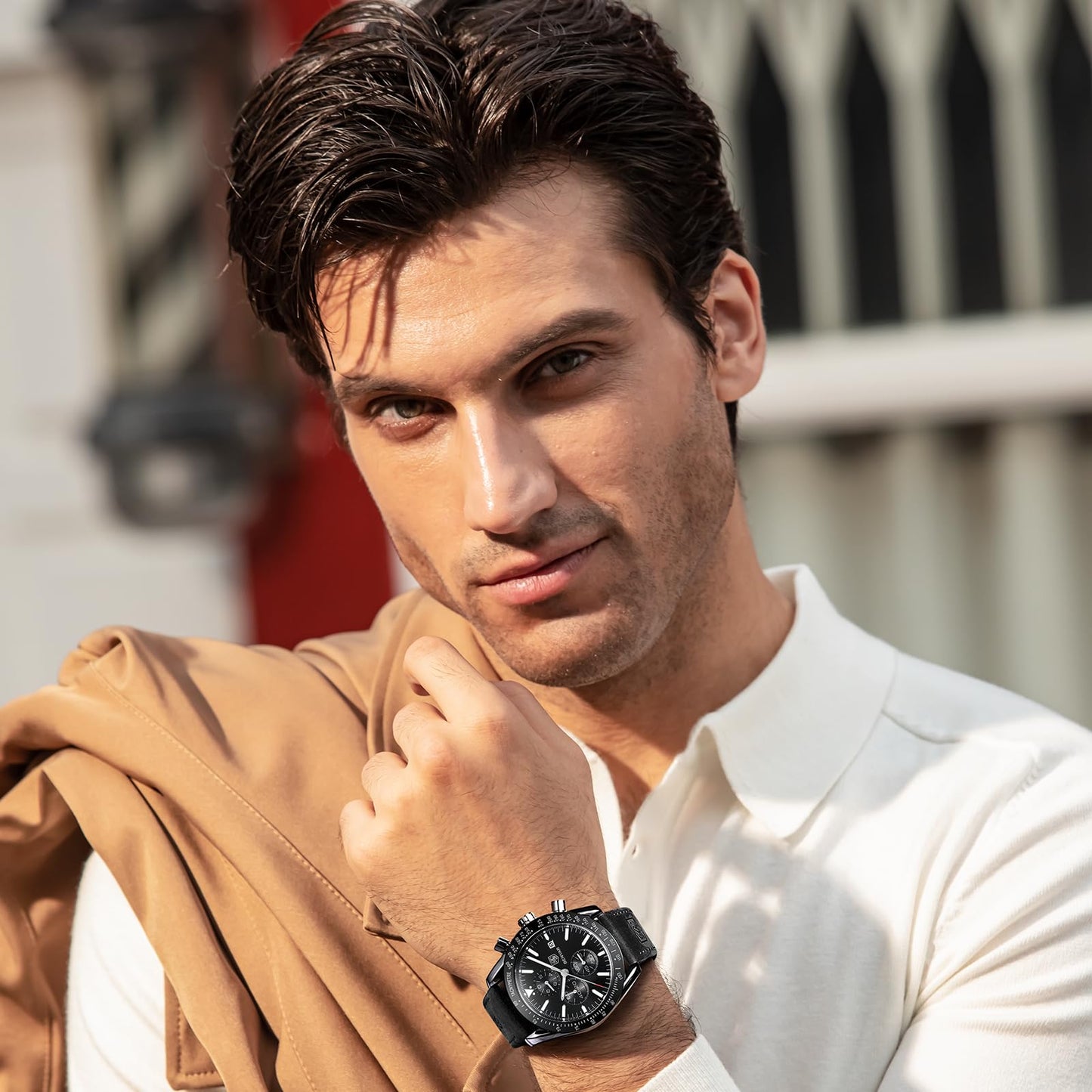 BY BENYAR Men's 45mm Chronograph Quartz Watch | Silicone Strap, Water Resistant