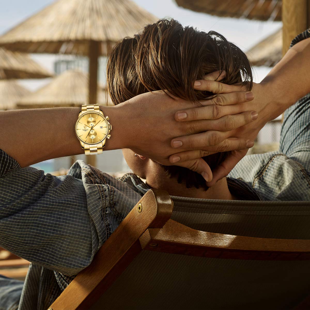 골든 아워 남성용 크로노그래프 스테인리스 쿼츠 시계 42mm | GOLDEN HOUR Business Watch