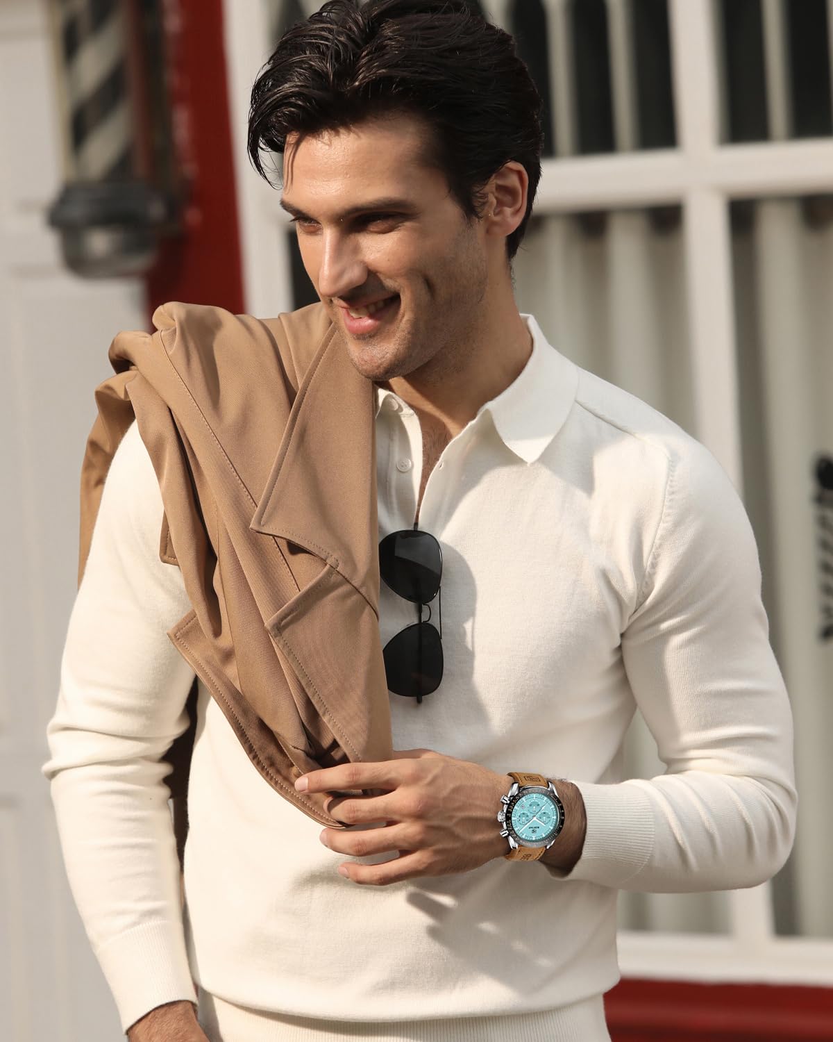 BY BENYAR Men's 45mm Chronograph Quartz Watch | Silicone Strap, Water Resistant