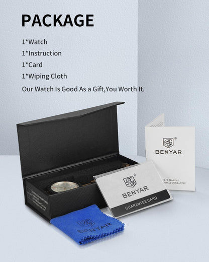 BY BENYAR Men's 45mm Chronograph Quartz Watch | Silicone Strap, Water Resistant