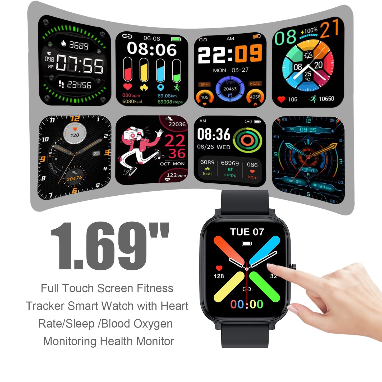 토르잘프 1.83인치 블루투스 스마트워치 IP68 블랙 | Torjalph Fitness Smart Watch