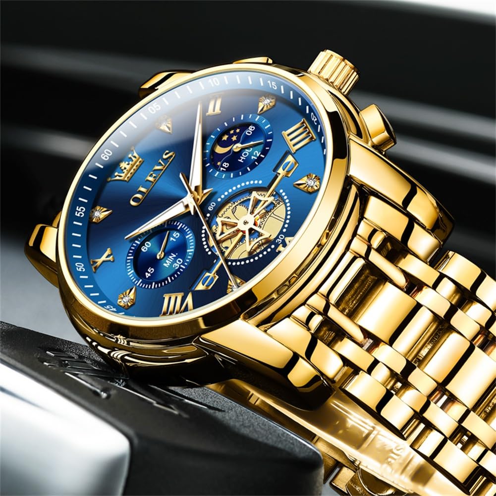 OLEVS Men's Big Face Luxury Quartz Watch 41mm Stainless Steel | Waterproof Luminous