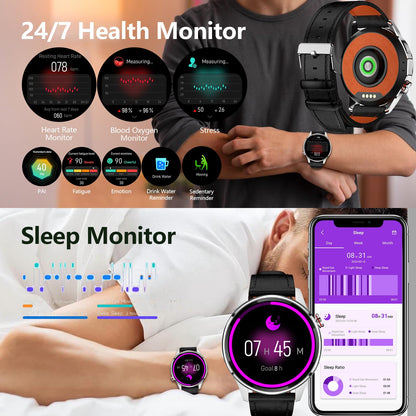 Men's 1.46-inch AI Smartwatch with Built-in GPS, Bluetooth Calls, and 5 ATM | Built-in GPS Smart Watch 