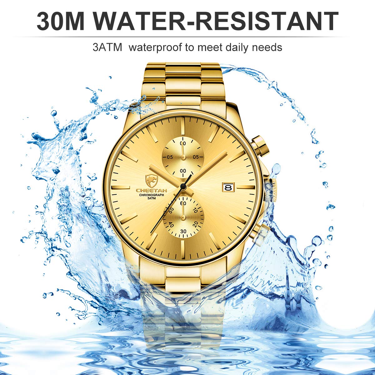 골든 아워 남성용 크로노그래프 스테인리스 쿼츠 시계 42mm | GOLDEN HOUR Business Watch