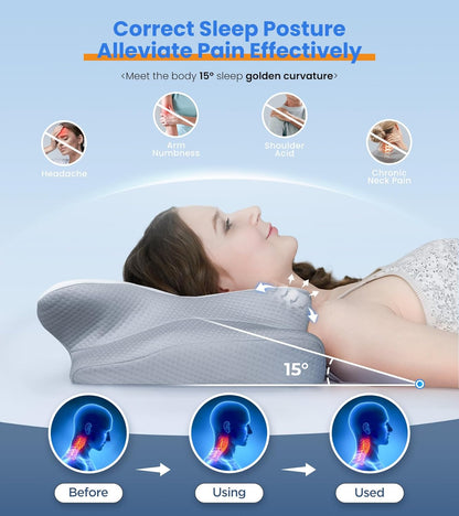 Cooling Cervical Support Memory Foam Pillow Ergonomic Orthopedic Sleep Pillow 