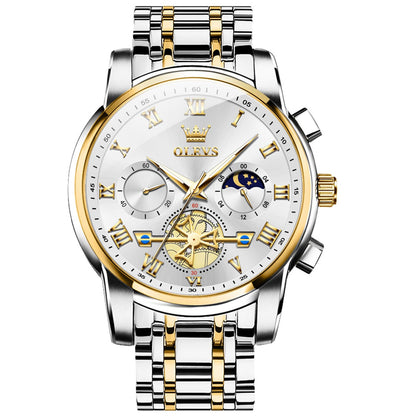 OLEVS Men's Big Face Luxury Quartz Watch 41mm Stainless Steel | Waterproof Luminous