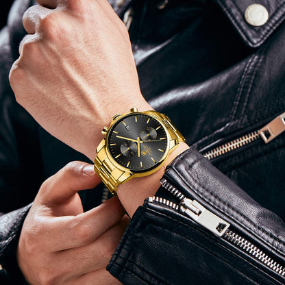 골든 아워 남성용 크로노그래프 스테인리스 쿼츠 시계 42mm | GOLDEN HOUR Business Watch
