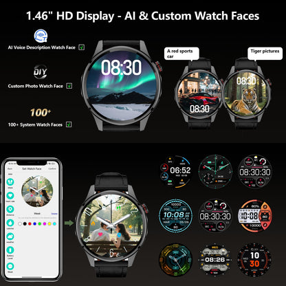 Men's 1.46-inch AI Smartwatch with Built-in GPS, Bluetooth Calls, and 5 ATM | Built-in GPS Smart Watch 