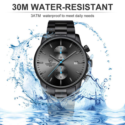 골든 아워 남성용 크로노그래프 스테인리스 쿼츠 시계 42mm | GOLDEN HOUR Business Watch