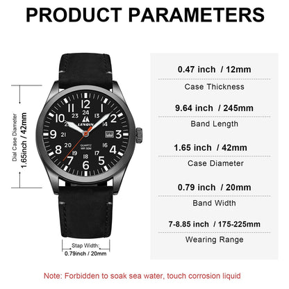 엘엔 렌친 남성용 38mm 스테인리스 쿼츠 시계 확장 밴드 | LN LENQIN Men’s Analog Watch