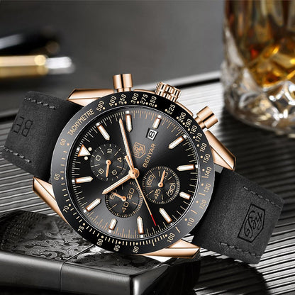 BY BENYAR Men's 45mm Chronograph Quartz Watch | Silicone Strap, Water Resistant