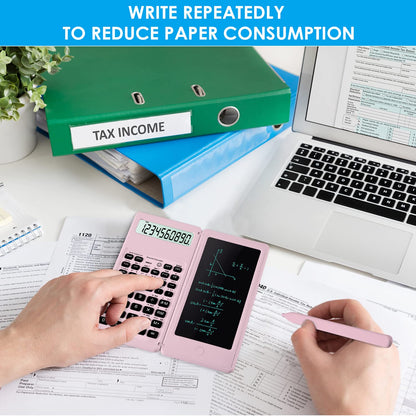 iPepul 레드 공학용 계산기 노트패드 일체형 10자리 대형 화면