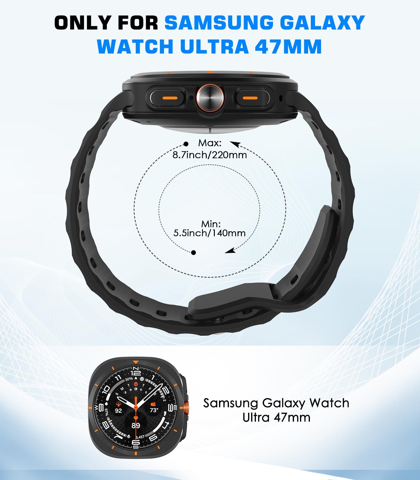 모코 갤럭시 워치 울트라 47mm 스포츠 실리콘 밴드 | MoKo Galaxy Watch Ultra Band