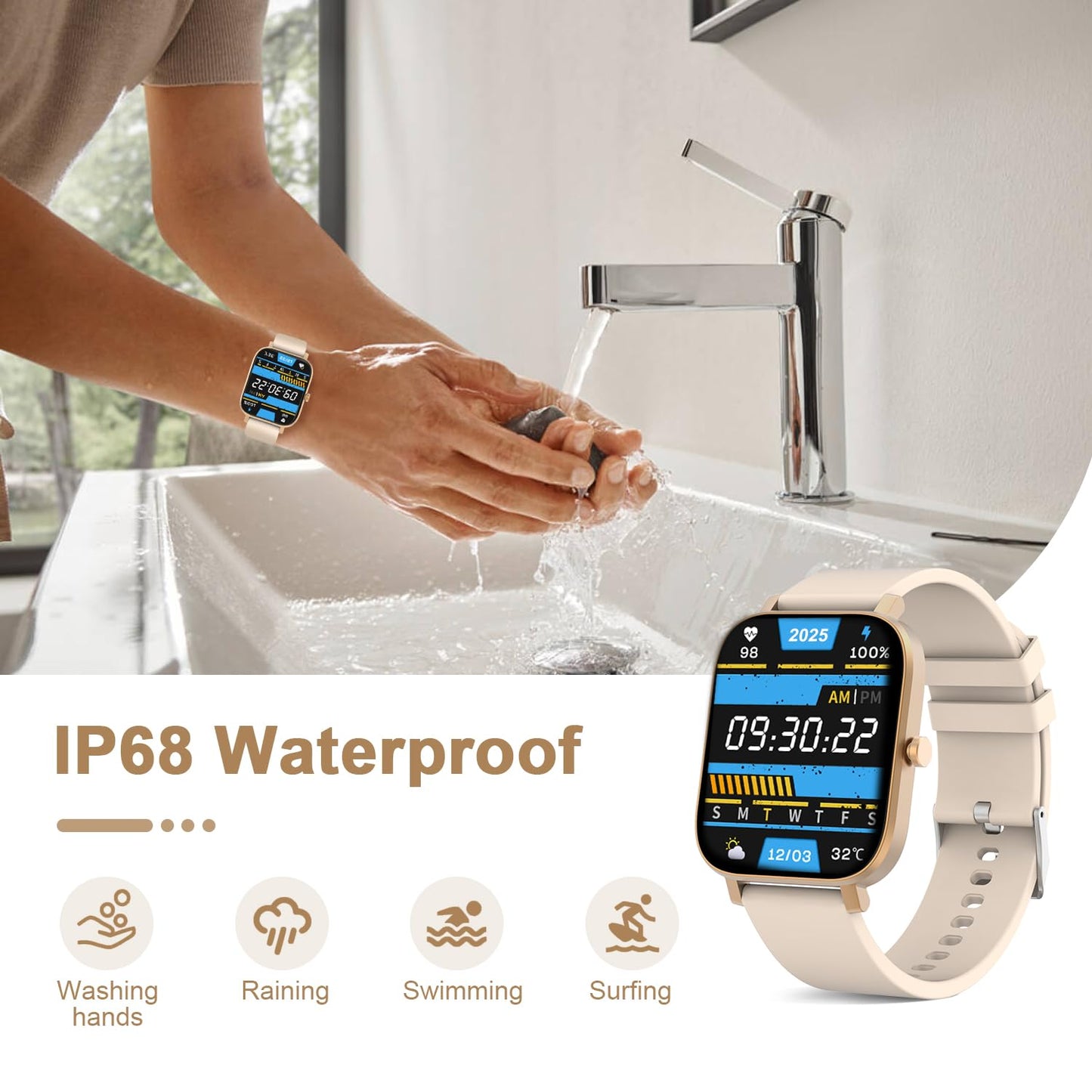 토르잘프 1.83인치 블루투스 스마트워치 IP68 블랙 | Torjalph Fitness Smart Watch